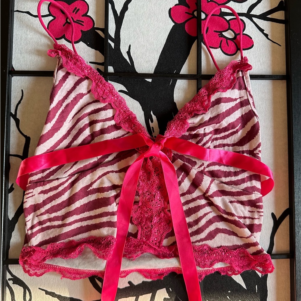 SHEIN Y2K pink zebra tank top